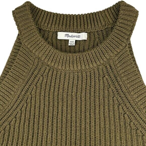 MADEWELL Valley High Neck Sweater Tank Sz XXS Dark Olive - Picture 3 of 4